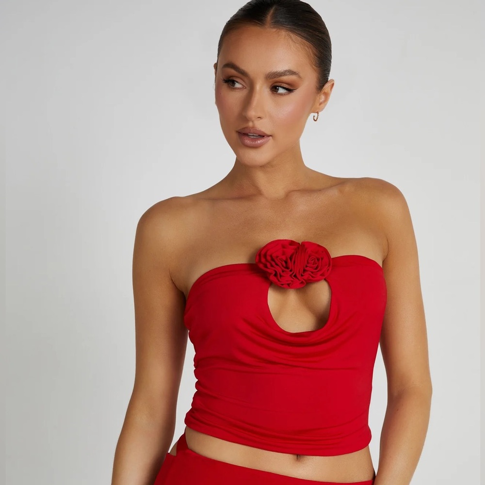 Meshki Megan strapless rose top